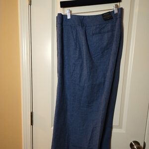 NWT Be Chic Hip Pinstripe Wide Leg Denim Blue Jeans